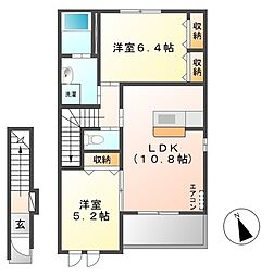 リーブル・ルミエール 2LDKの間取図画像