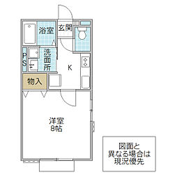 キャトルK 1Kの間取図画像