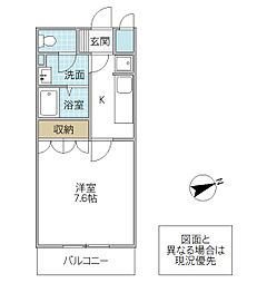 サンフィットあけぼの 1Kの間取図画像