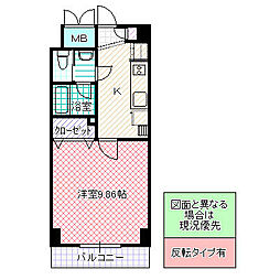 プロシード水戸2 1Kの間取図画像