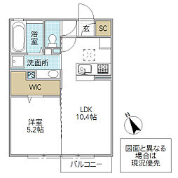 ボナールA 1LDKの間取図画像