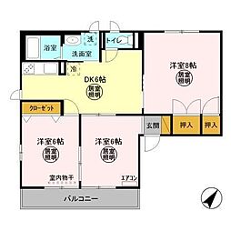 ディアコートD 3DKの間取図画像