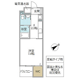 クオーレメグ 1Kの間取図画像