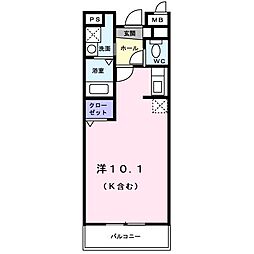 コートライブリーN2 ワンルームの間取図画像
