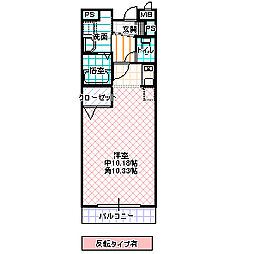 コートライブリーN2 ワンルームの間取図画像