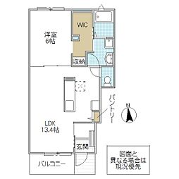 サニーメゾンB 1LDKの間取図画像
