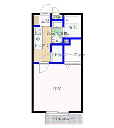 ロイヤルコート 1Kの間取図画像