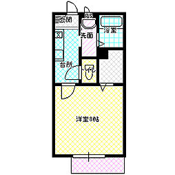 ビネオランス 1Kの間取図画像