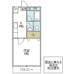 フォーライフ石川町 1Kの間取図画像
