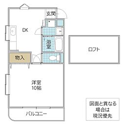 レジデンス勝田 1DKの間取図画像
