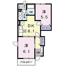 スターブルK 2DKの間取図画像