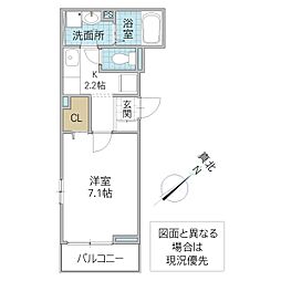 シエリア3 1Kの間取図画像