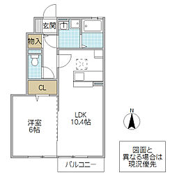 カーサコモド 1LDKの間取図画像