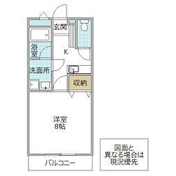 サニーサイドサンフィート 1Kの間取図画像