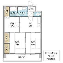 大町アイビーキャッスル 3DKの間取図画像
