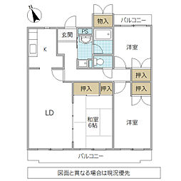 スパニッシュコート千波B 3LDKの間取図画像