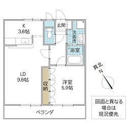 RUINSHILL 1LDKの間取図画像