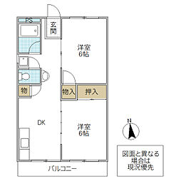 Stellagarden水戸白梅 2DKの間取図画像