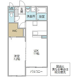 シャトー備前 1LDKの間取図画像