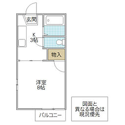 エトワール3 1Kの間取図画像