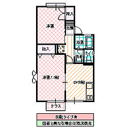 ベルエールA 2DKの間取図画像