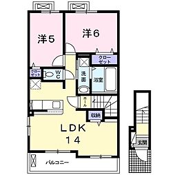 シャルマン若宮S 2LDKの間取図画像