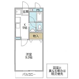フォーライフグリーンB棟 1Kの間取図画像