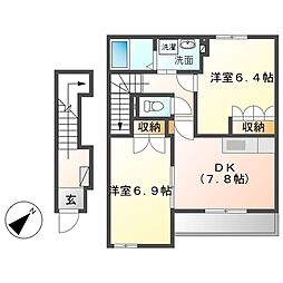 サンガーデン 2DKの間取図画像