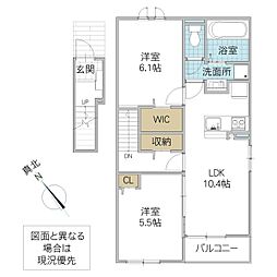 アンソレイユ 2LDKの間取図画像
