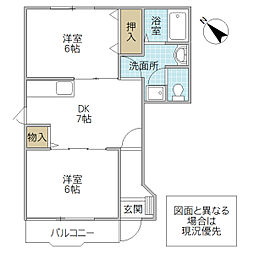 サンパティークK 2DKの間取図画像