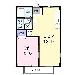 ハートハウス 1LDKの間取図画像