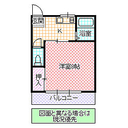 内藤ハイツ 1Kの間取図画像