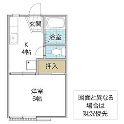 梅香ブルーム 1Kの間取図画像