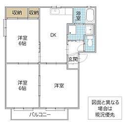 パル・メゾンB 3DKの間取図画像