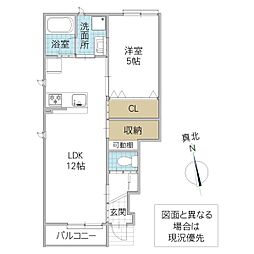レーガベーネ白帆 1LDKの間取図画像