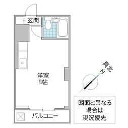 レスカールマンション ワンルームの間取図画像