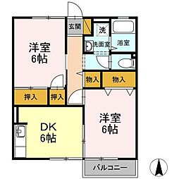 ルミエールA 2DKの間取図画像