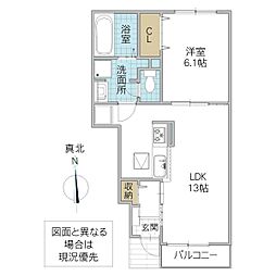 グリーンハウスWIII 1LDKの間取図画像