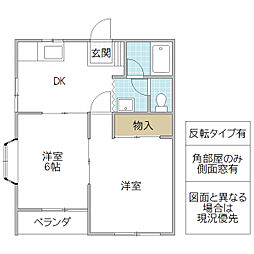菊池コーポA 2DKの間取図画像