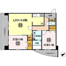 エミネンス大町 2LDKの間取図画像
