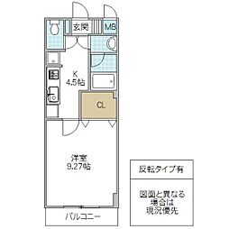 ルヴァンドヴィラ 1Kの間取図画像