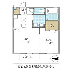 アベニール 1LDKの間取図画像