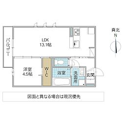 D-room御茶園 1LDKの間取図画像