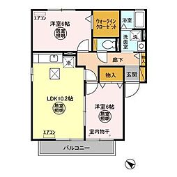 ロイヤルウイングB 2LDKの間取図画像