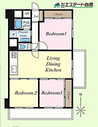 新武蔵野スカイハイツ 3LDKの間取図画像