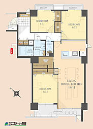 朝日センチュリーみずほ台C棟 3LDKの間取図画像