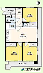 日神パレステージ所沢 3LDKの間取図画像
