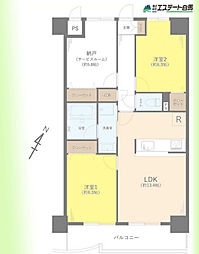 兼六ハイム東久留米 2SLDKの間取図画像