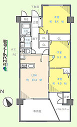 東武鶴瀬西口サンライトマンション 3LDKの間取図画像