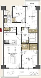 ハイツ狭山 3LDKの間取図画像